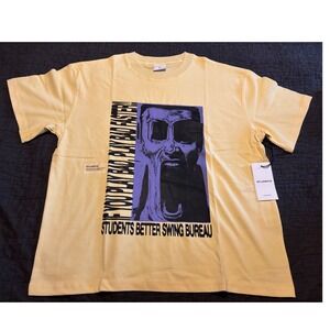 STUDENTS Graphic Print T Shirt Yellow Crew Neck Short Sleeve Mens‎ Medium